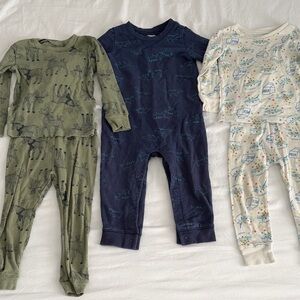 Set of Three Baby Pajamas in Green, Navy, and White size 24 months